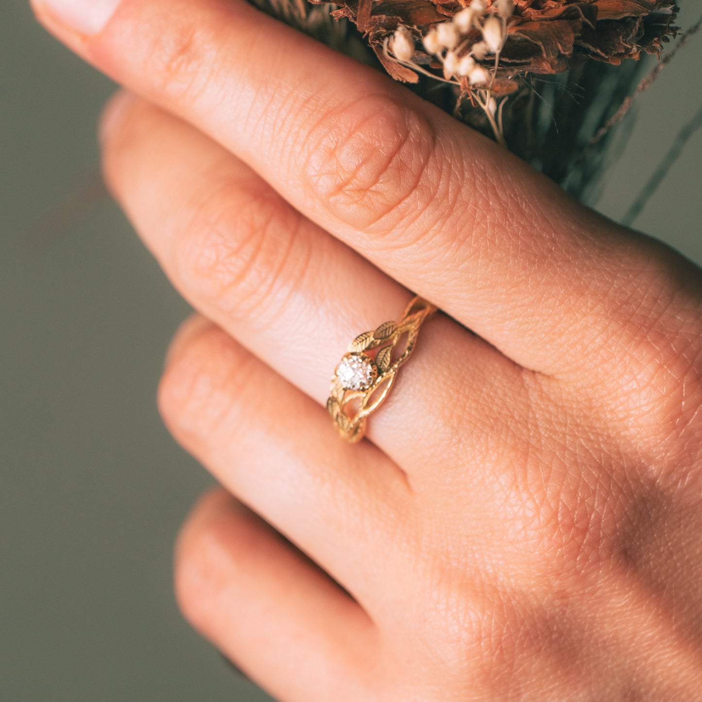 Gold Gaia Ring with Moissanite