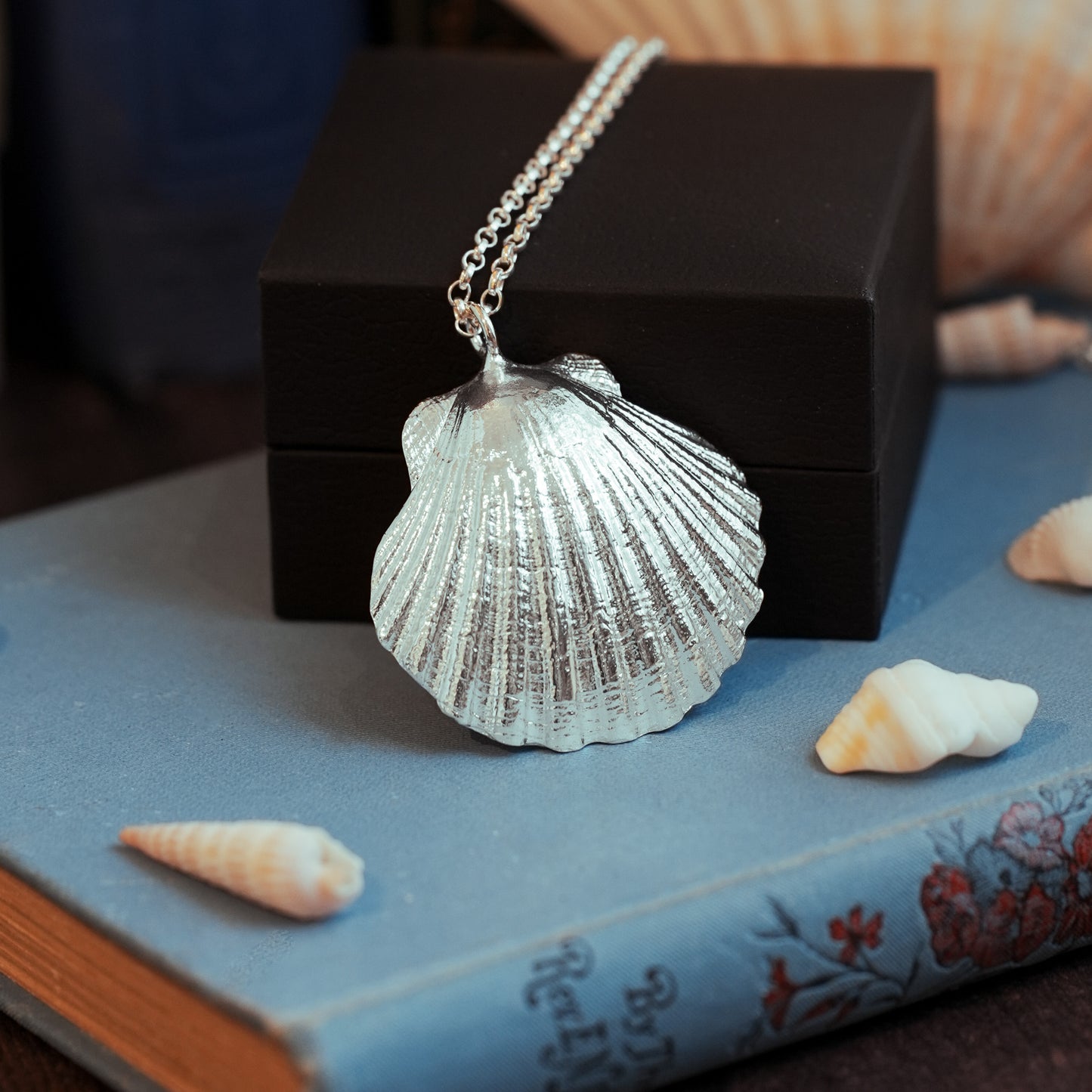 Large King Scallop Shell Statement Pendant Necklace