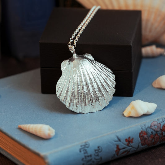 Large King Scallop Shell Statement Pendant Necklace