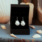 Sterling Silver Scallop Shell Dangle Earrings - Queenies