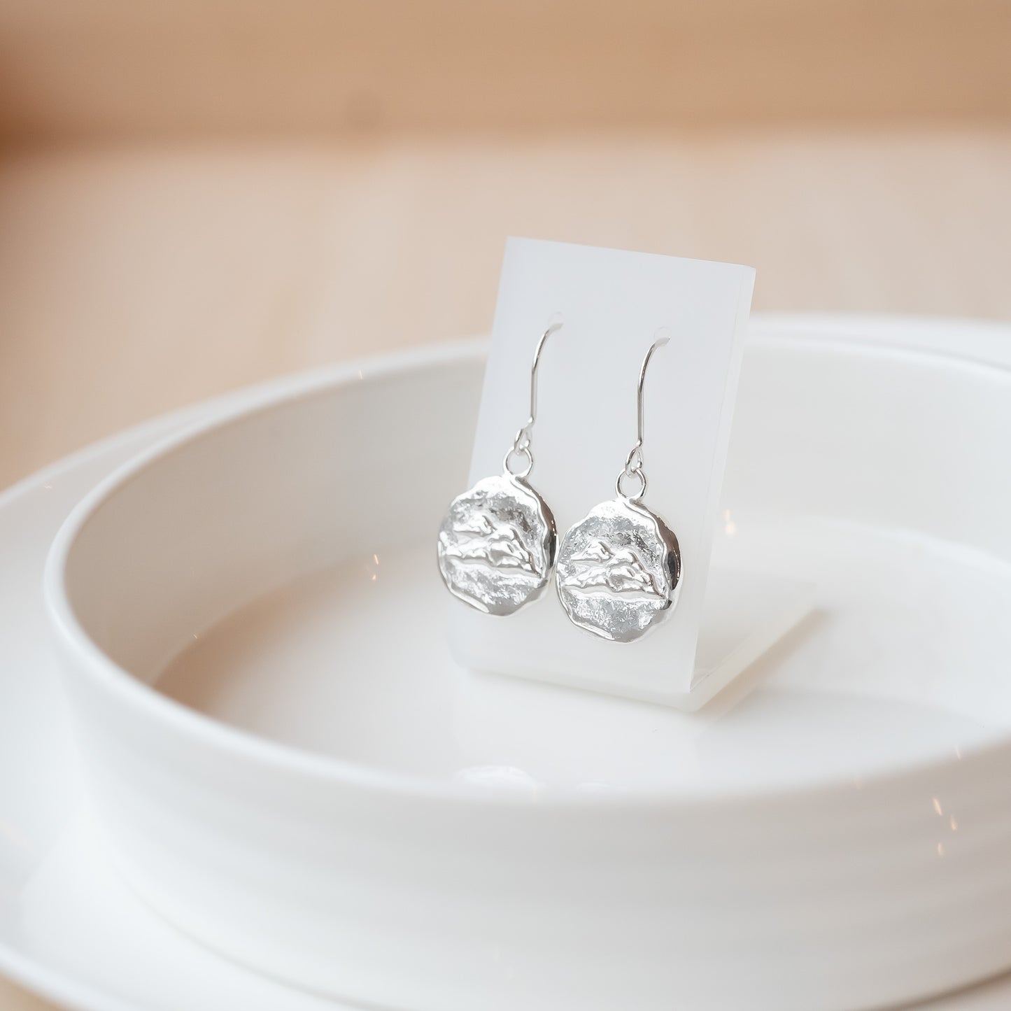 Air Element - Cloud Small Coin Dangle Earrings