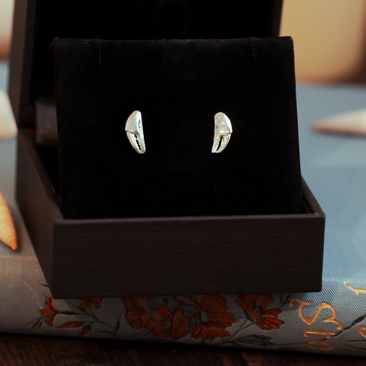 Tiny Sterling Silver Crab Claw Stud Earrings
