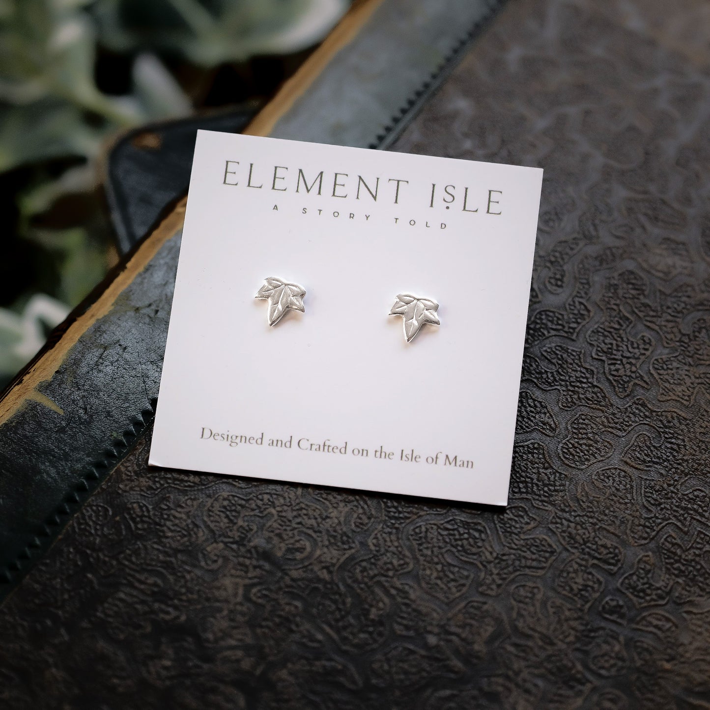 Silver Ivy Leaf Stud Earrings