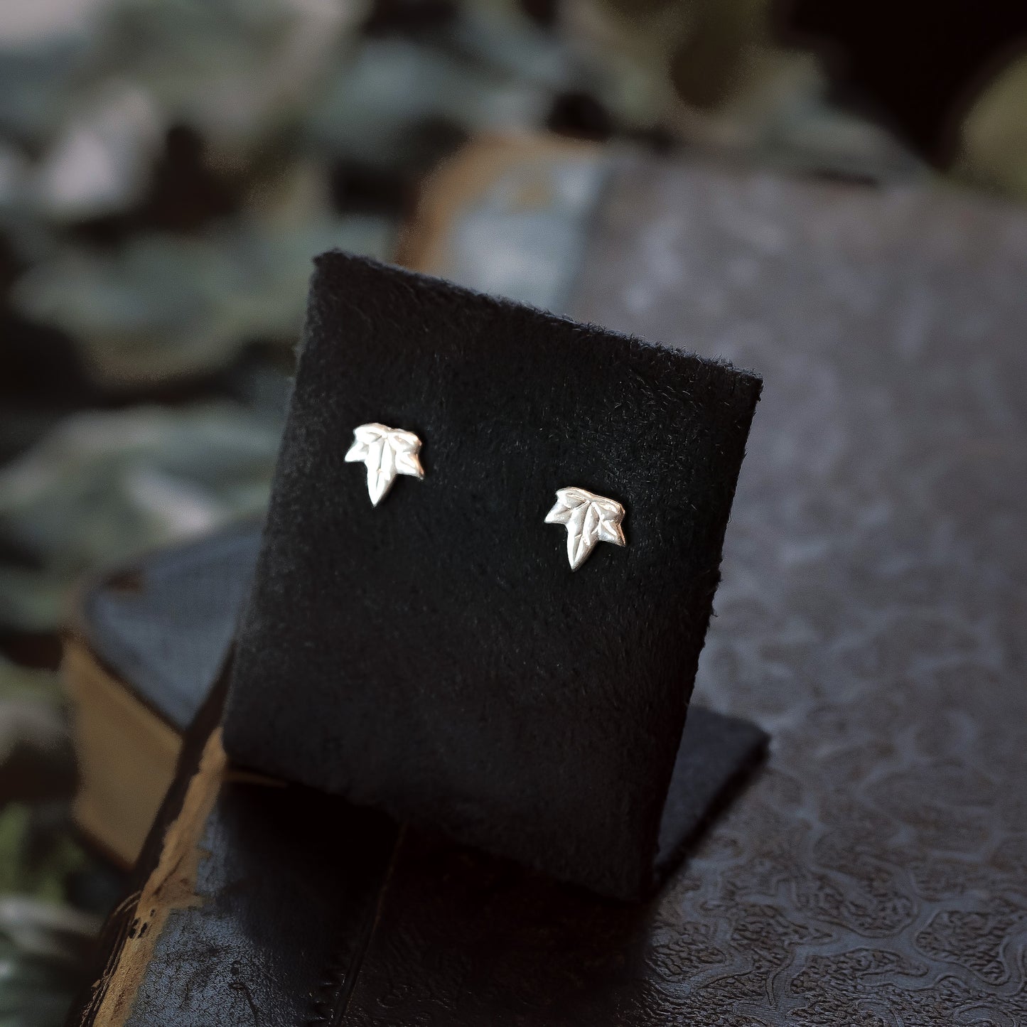 Silver Ivy Leaf Stud Earrings