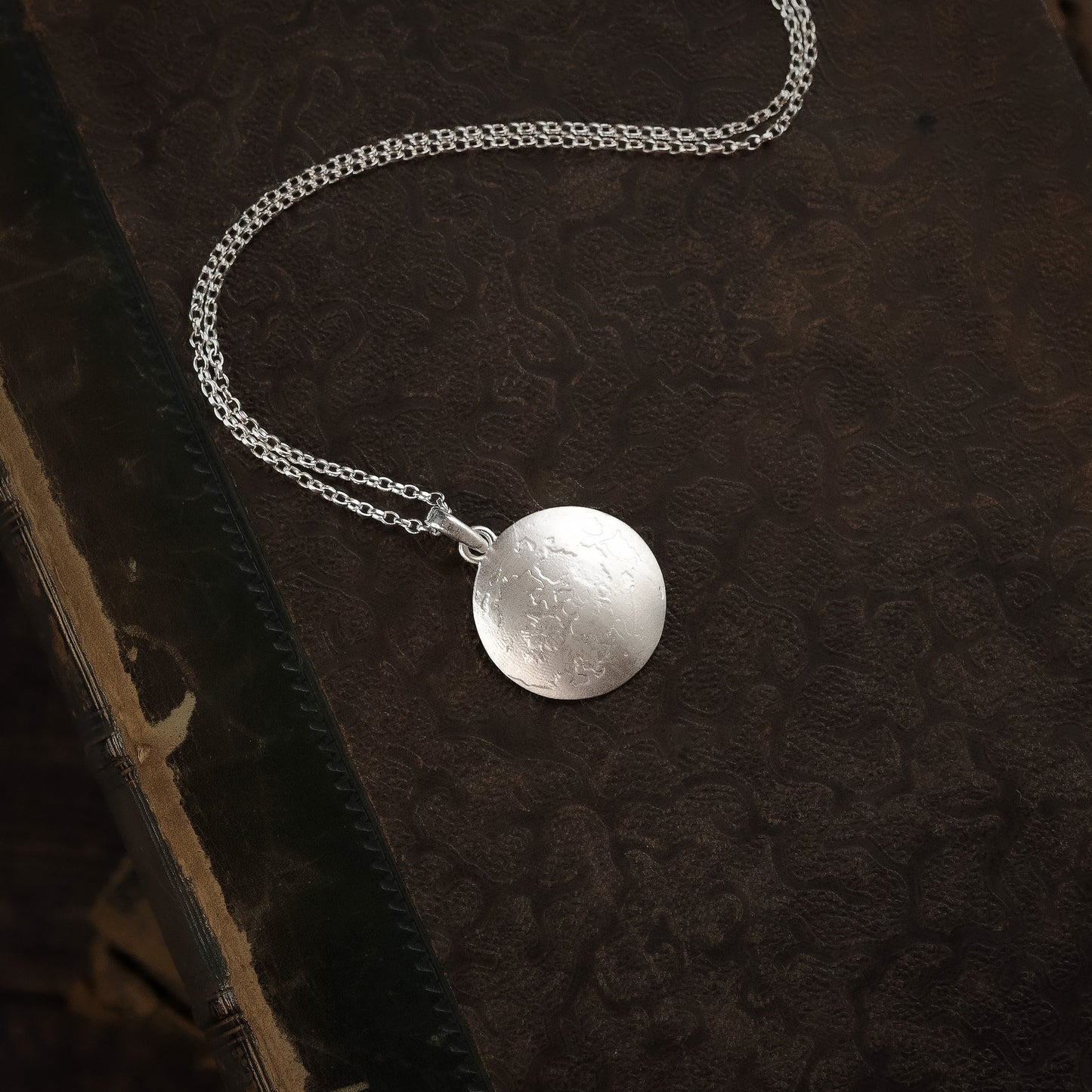 Full Moon Sterling Silver Pendant Necklace