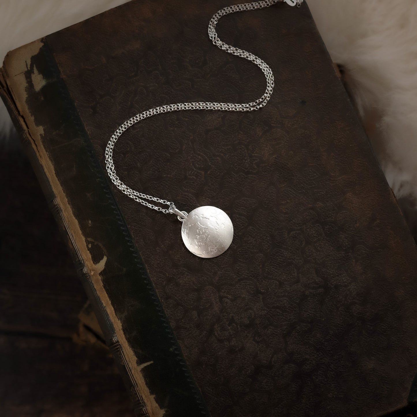 Full Moon Sterling Silver Pendant Necklace