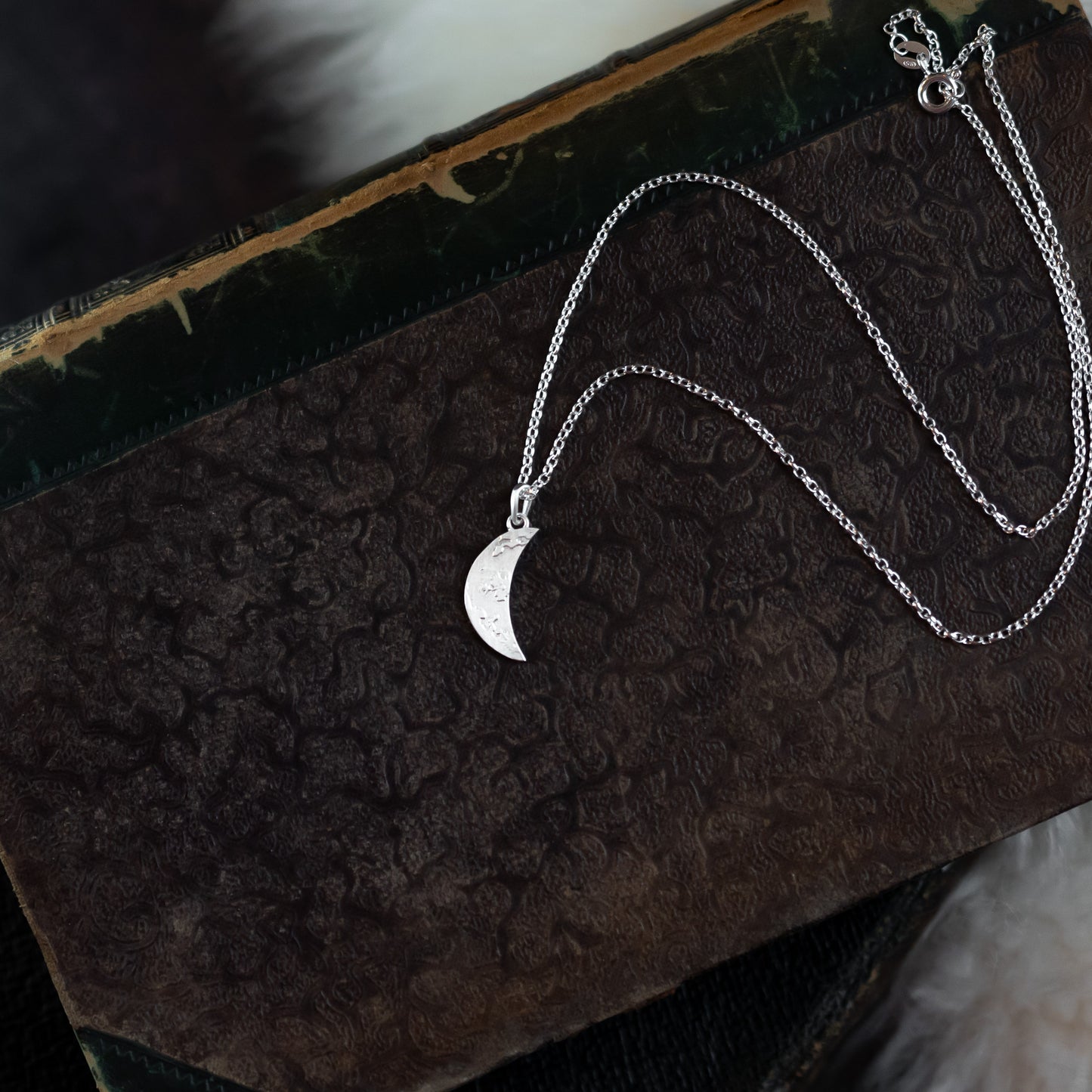Crescent Moon Sterling Silver Pendant Necklace