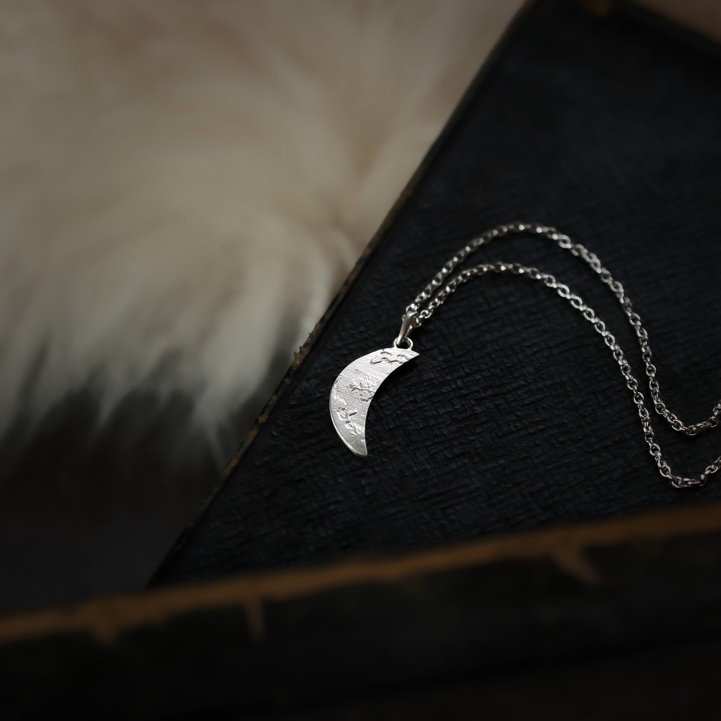 Crescent Moon Sterling Silver Pendant Necklace