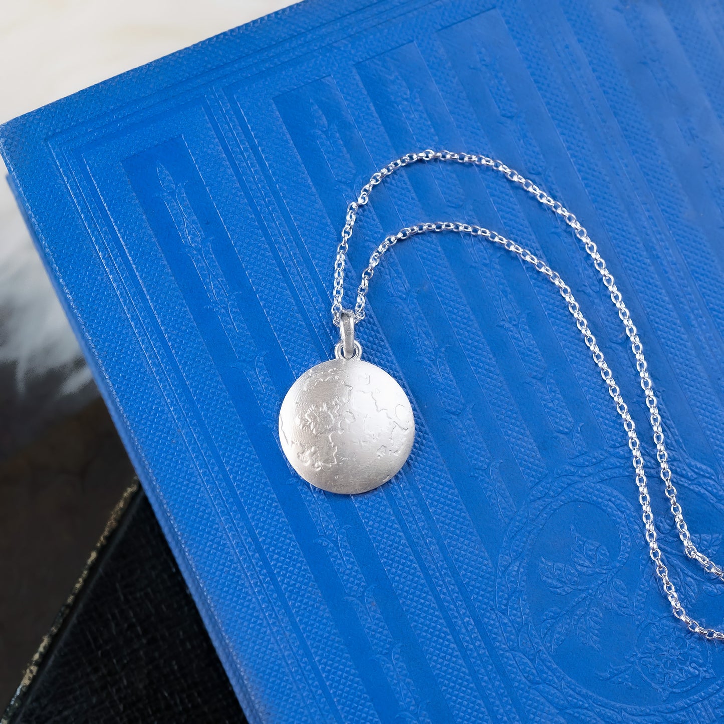 Full Moon Sterling Silver Pendant Necklace