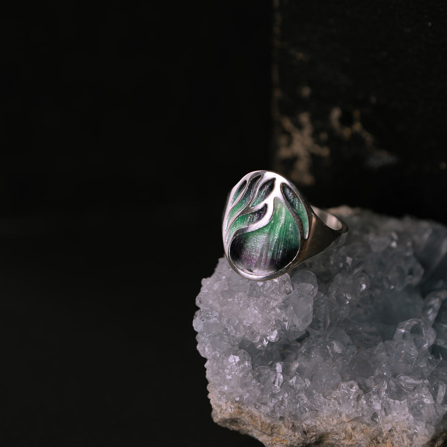 Aurora Sterling Silver Enamel Ring