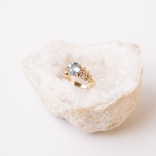 Barnacle Gold Ring with stunning Aquamarine