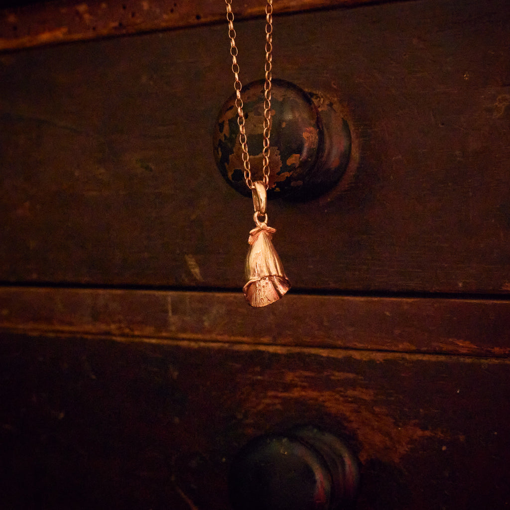 Rose Gold Foxglove Flower Pendant Necklace