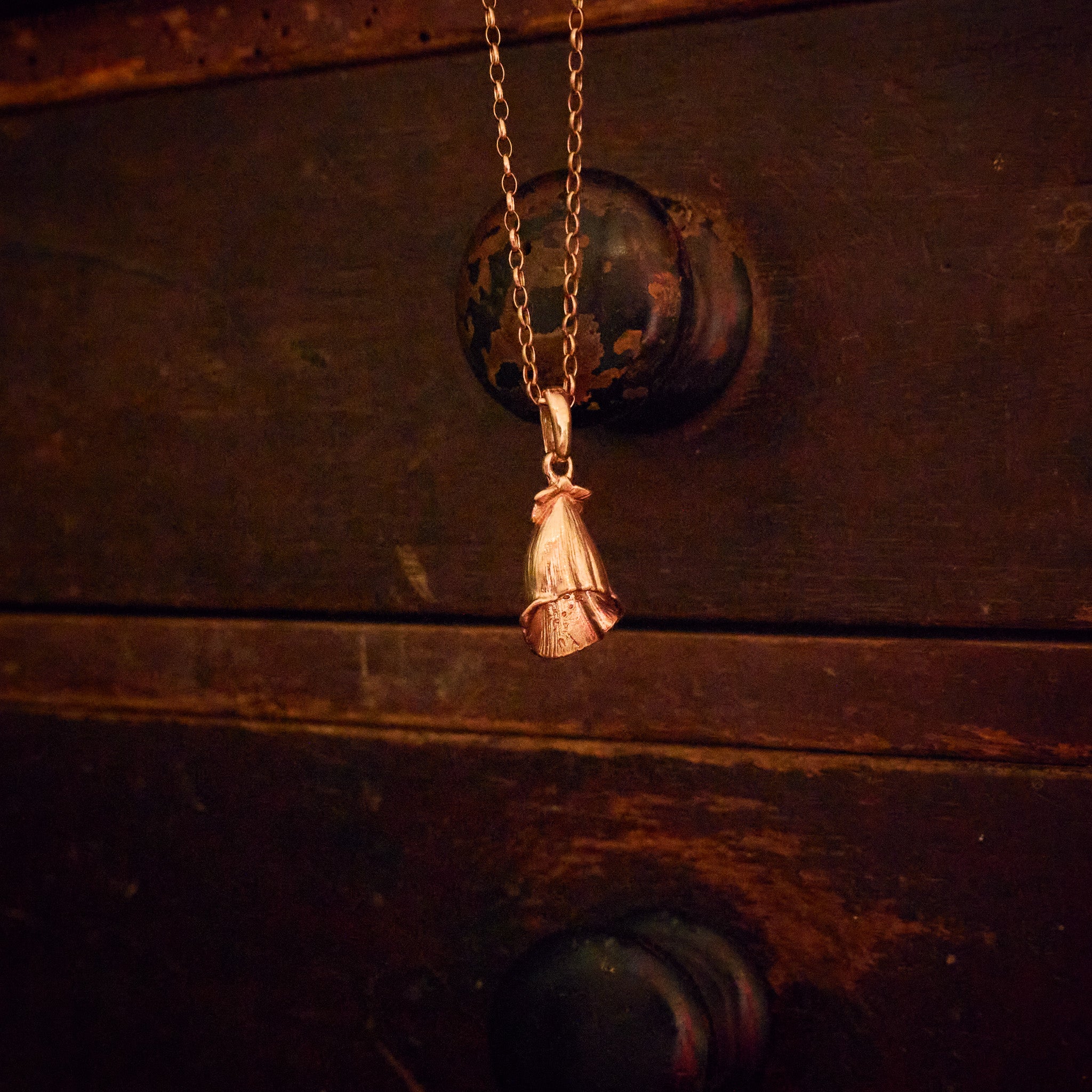 Rose Gold Foxglove Flower Pendant Necklace