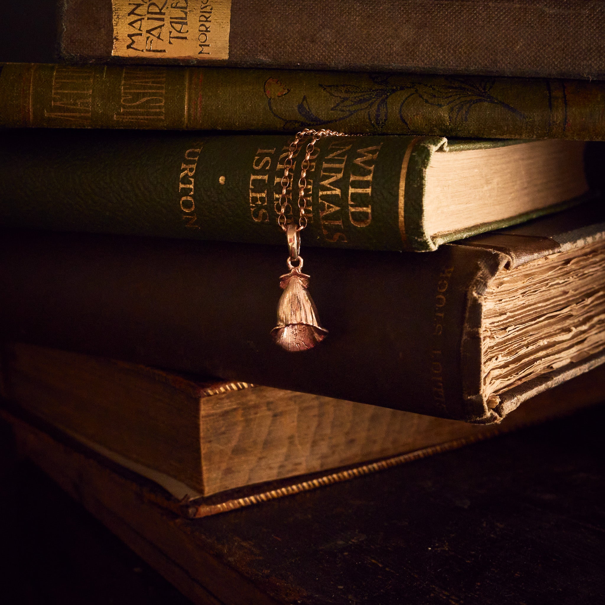 Rose Gold Foxglove Flower Pendant Necklace
