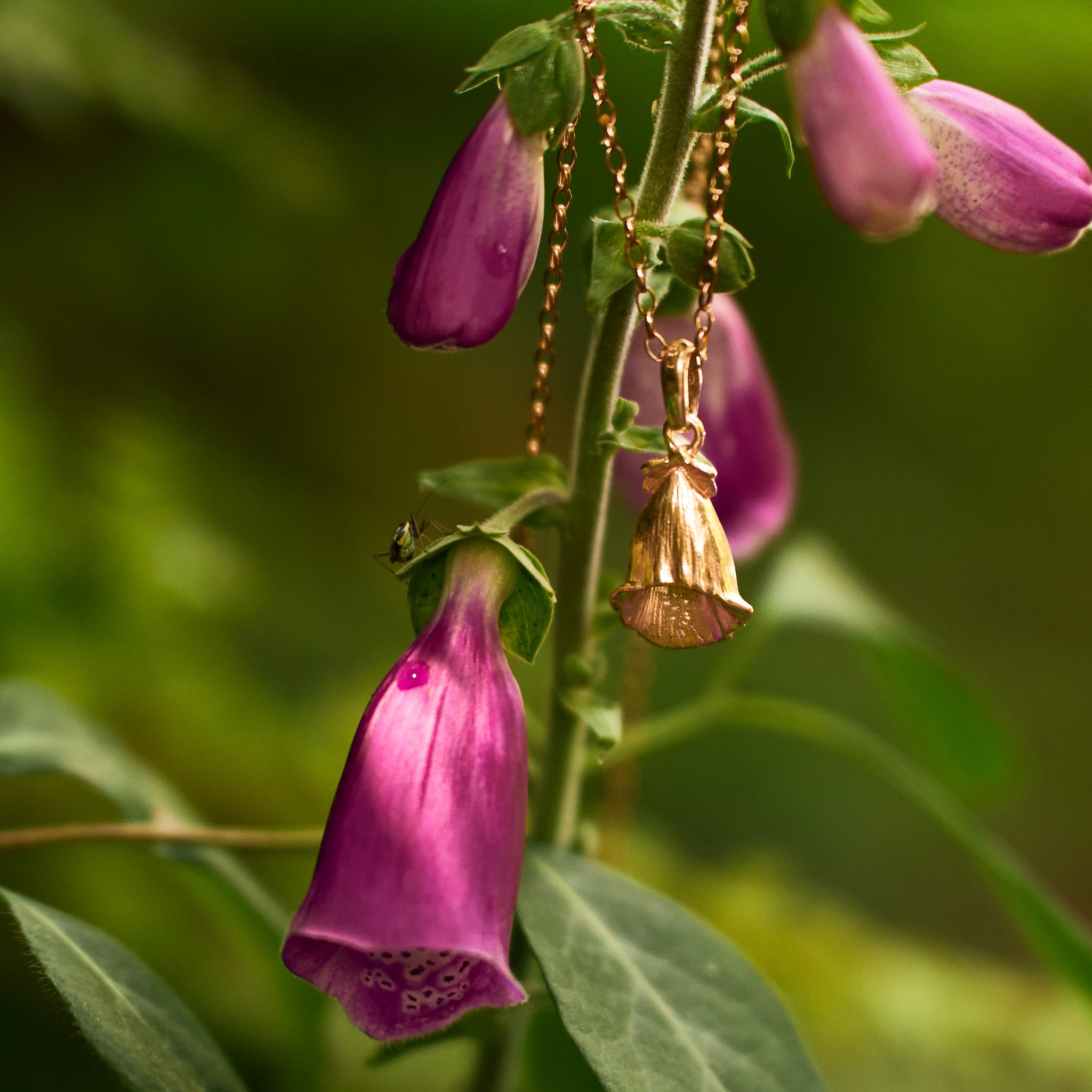 Rose Gold Foxglove Flower Pendant Necklace