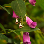 Rose Gold Foxglove Flower Small Silver Dangle Earrings