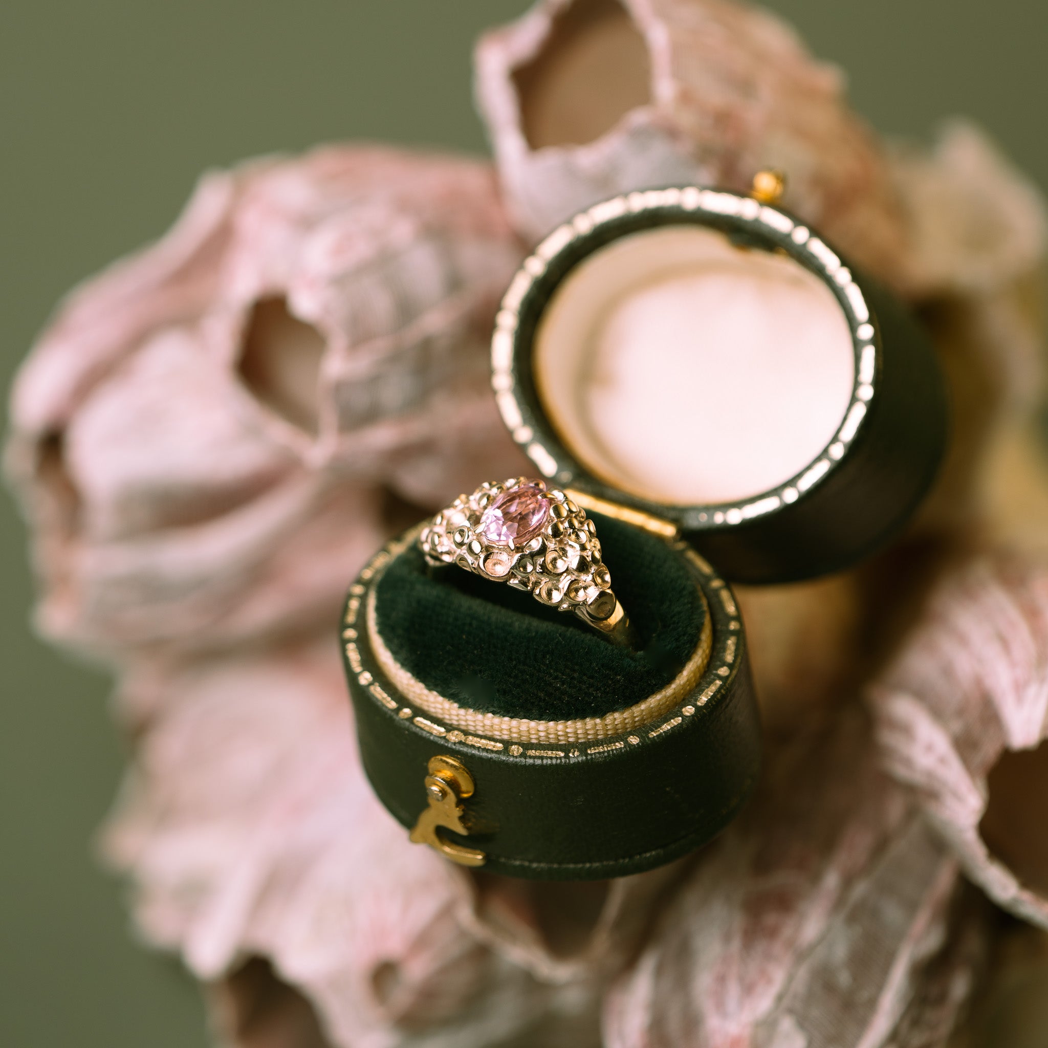Yellow and White Gold Barnacle Ring with Morganite