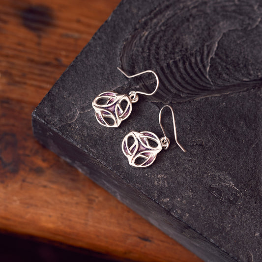 Heather - Archibald Knox Ulican Round Enamel Earrings