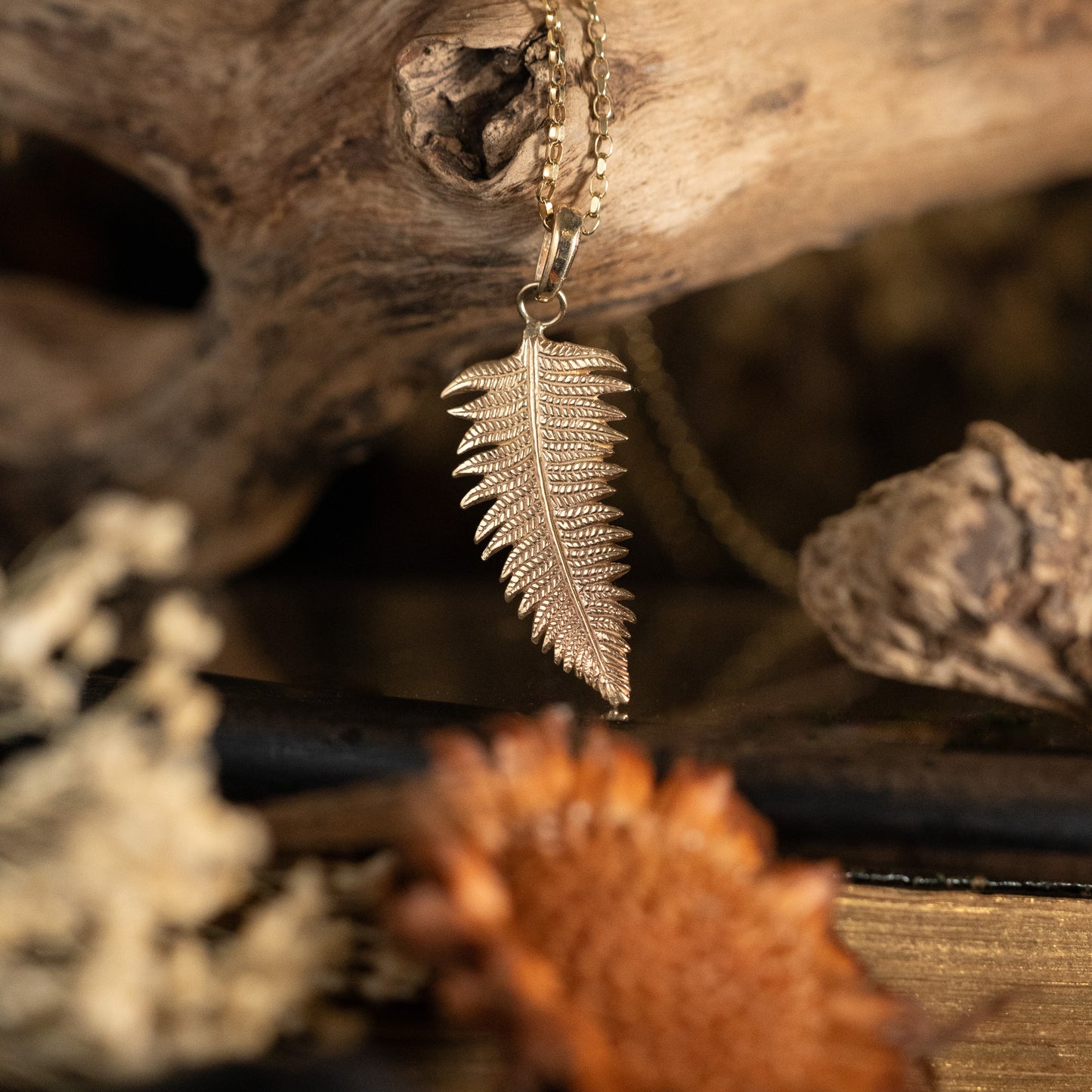 Large Gold Fern Necklace