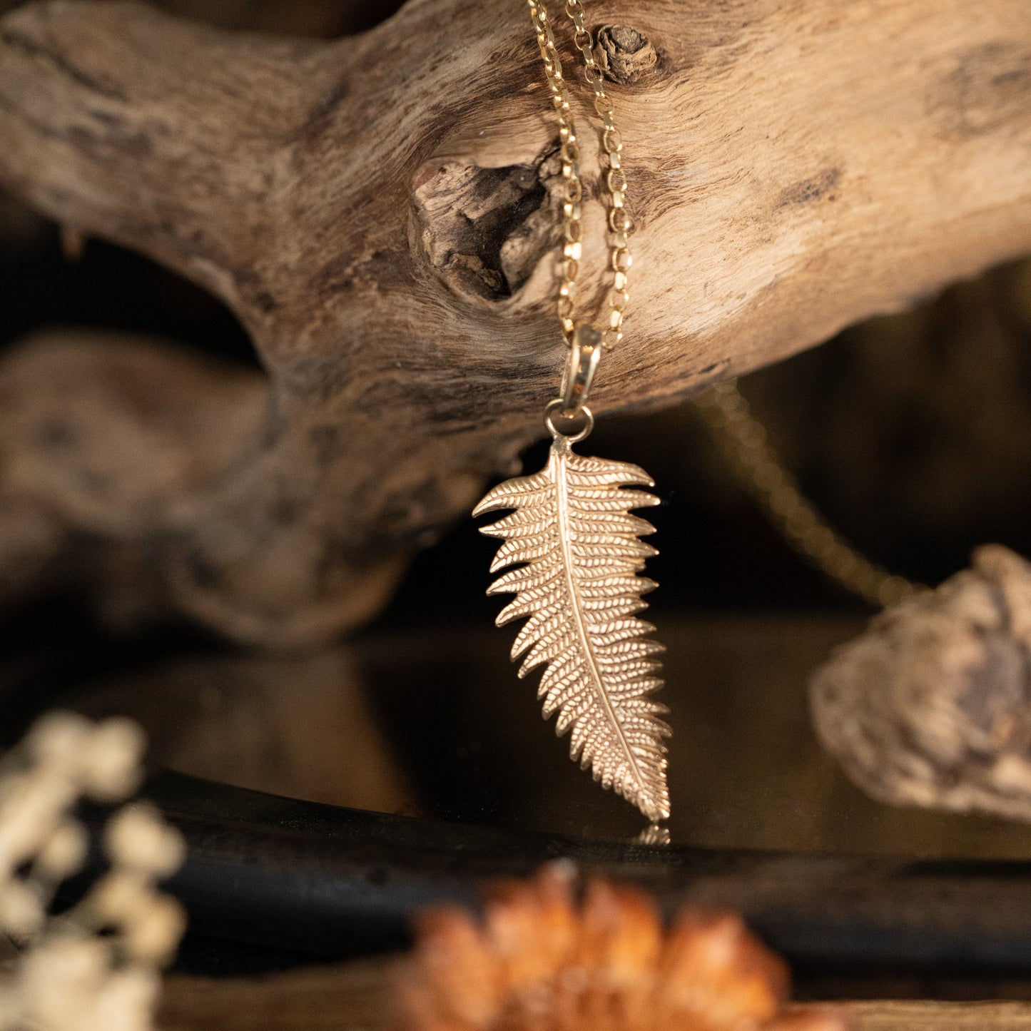 Large Gold Fern Necklace