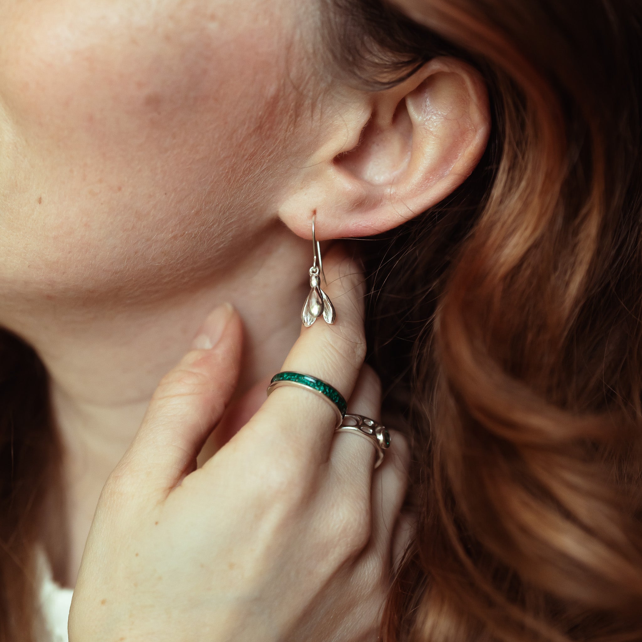 Silver Snowdrop Dangle Earrings