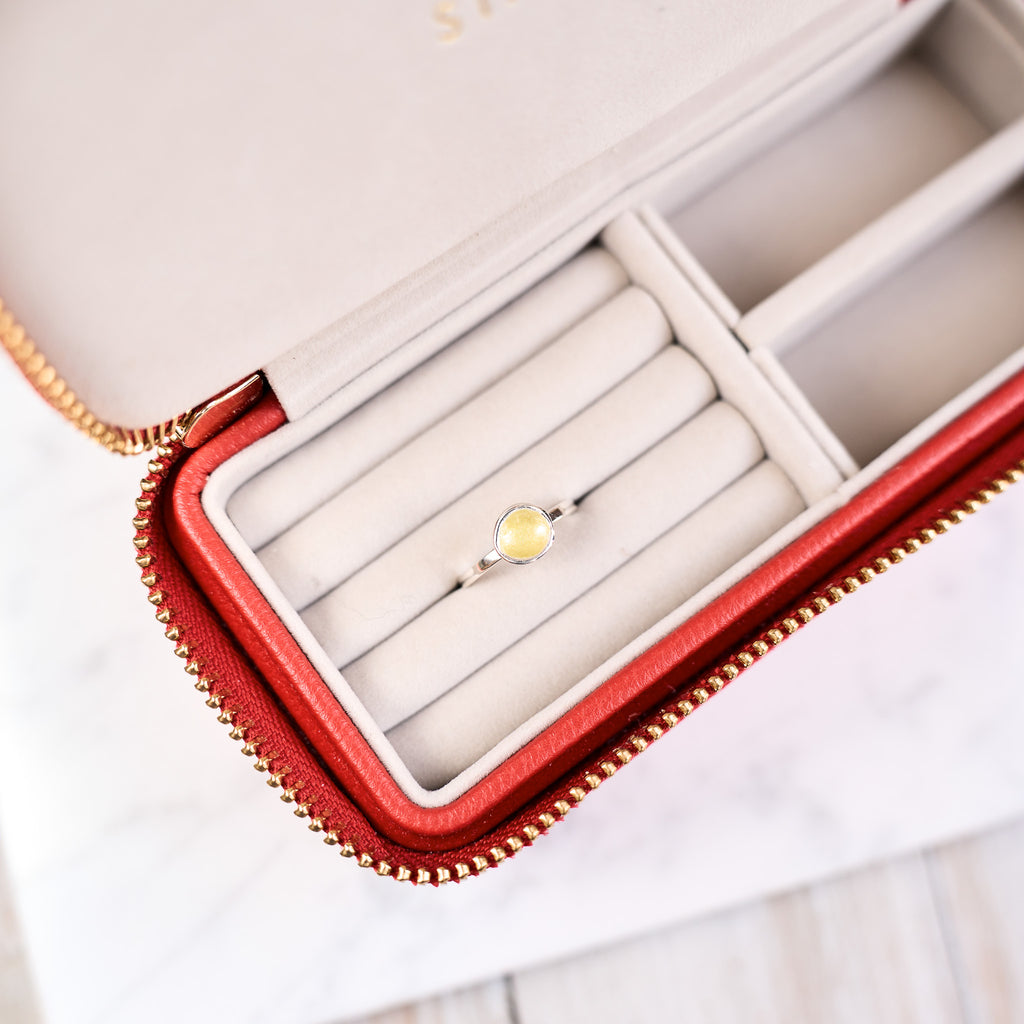 Gorse Silver Enamel Droplet Ring