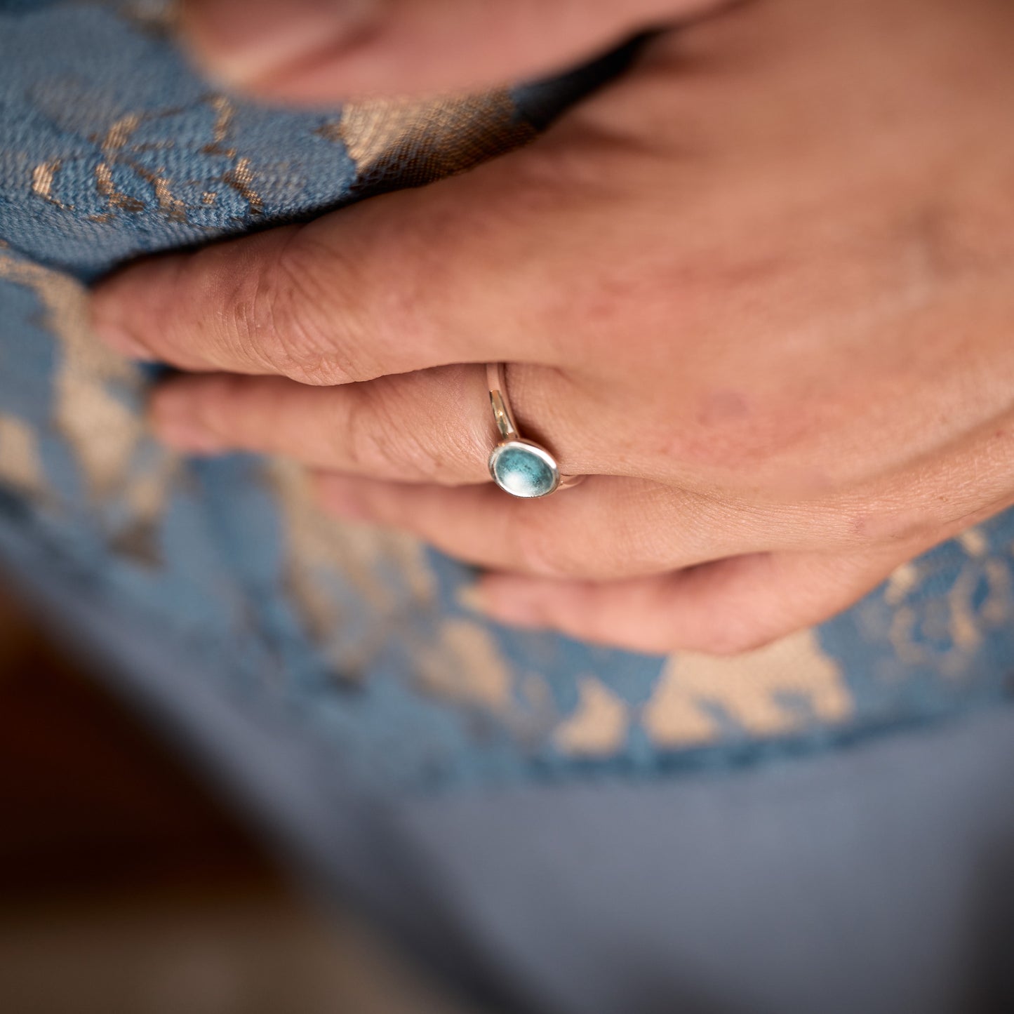 Sea Storm Silver Enamel Droplet Ring