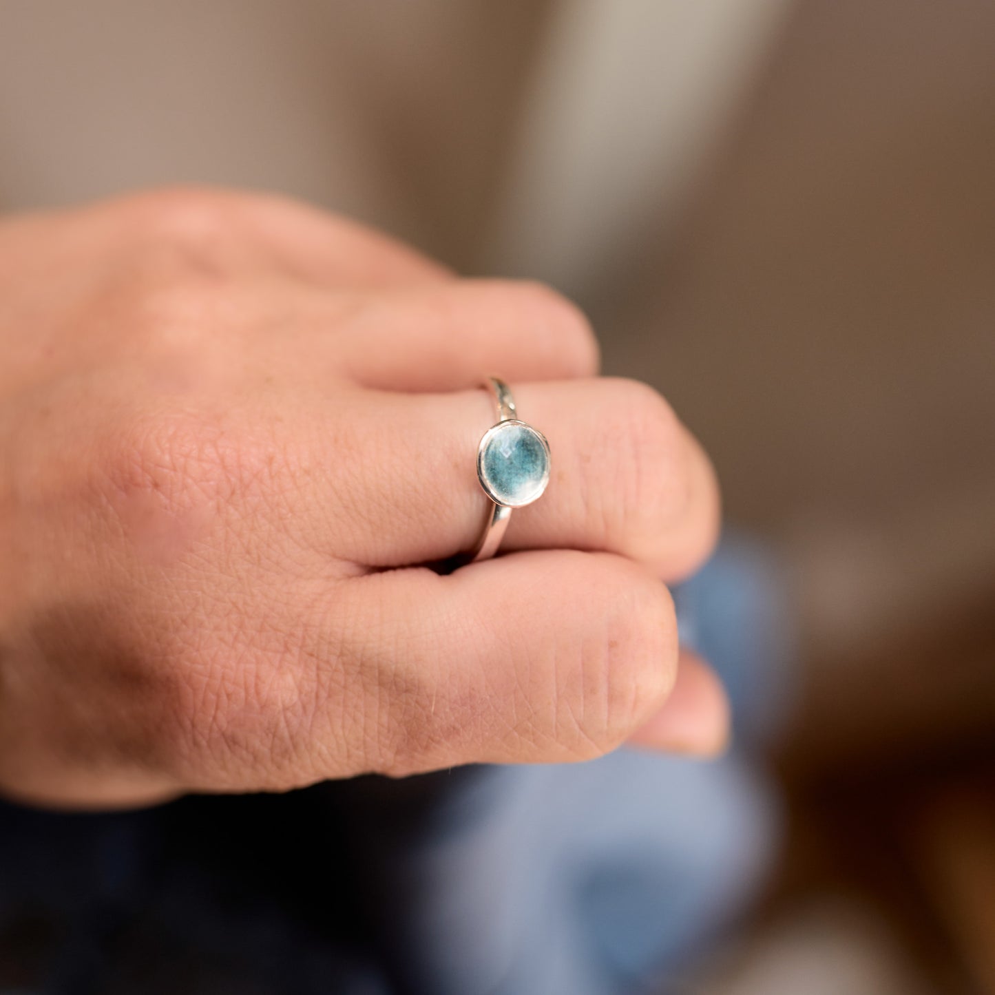 Sea Storm Silver Enamel Droplet Ring