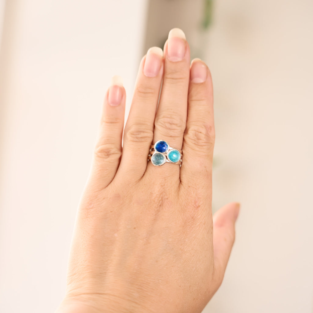 Slate Silver Enamel Droplet Ring