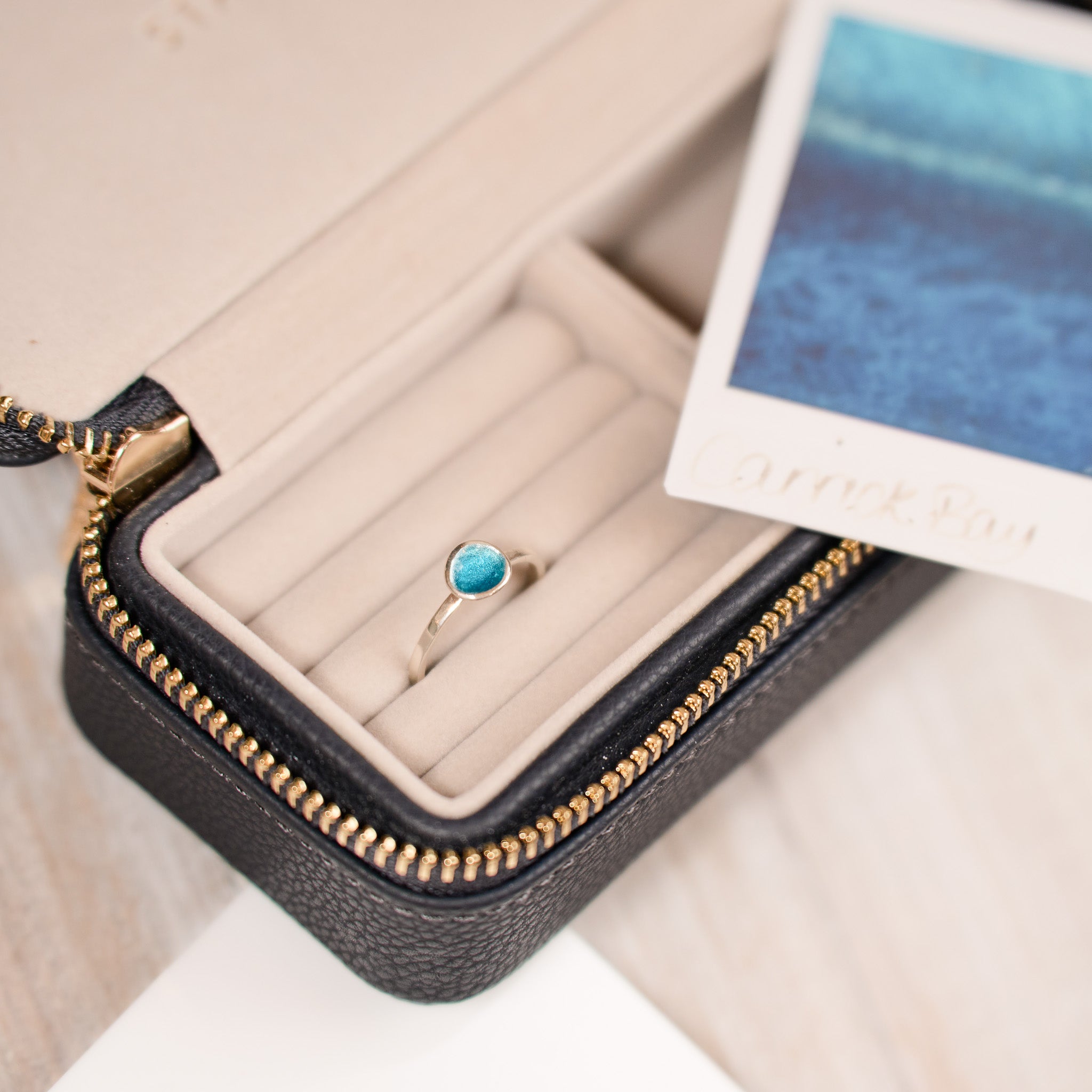 Carrick Bay Silver Enamel Droplet Ring