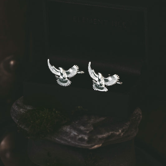 Sterling Silver Peregrine Falcon Cufflinks