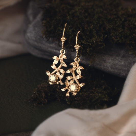 Gold Gaia Drop Earrings with Moissanite