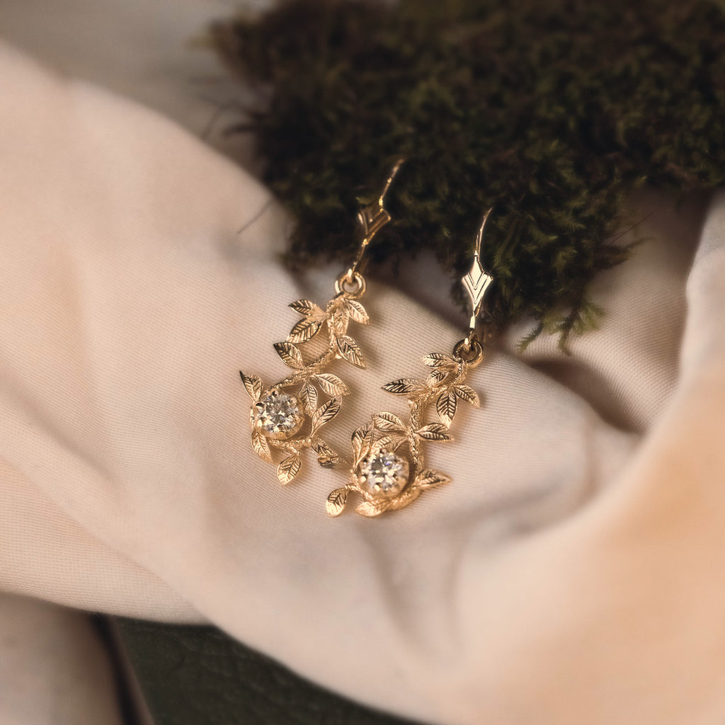 Gold Gaia Drop Earrings with Moissanite