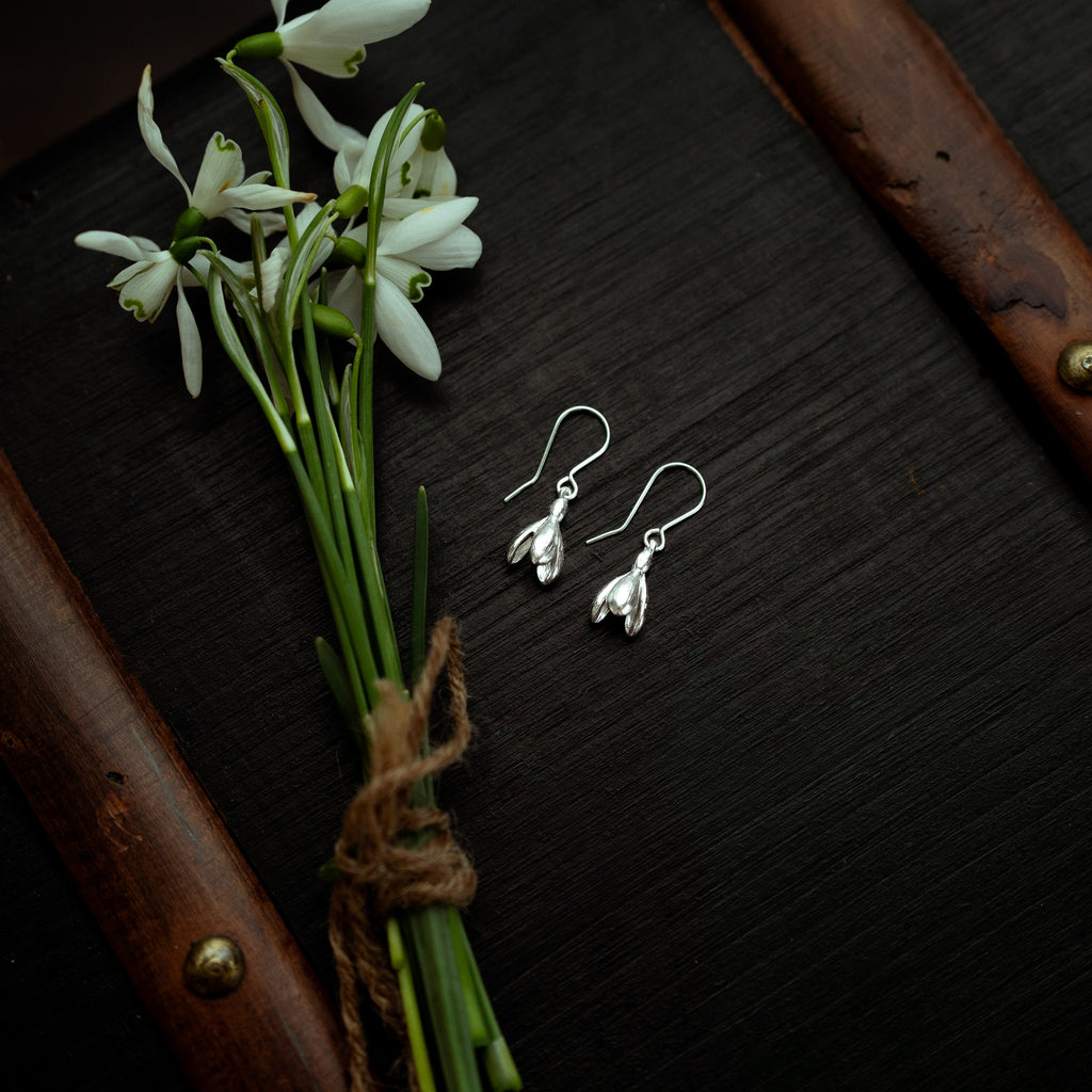 Silver Snowdrop Dangle Earrings