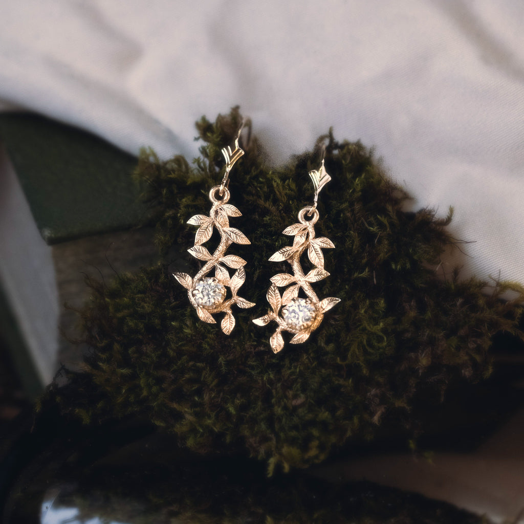 Gold Gaia Drop Earrings with Moissanite