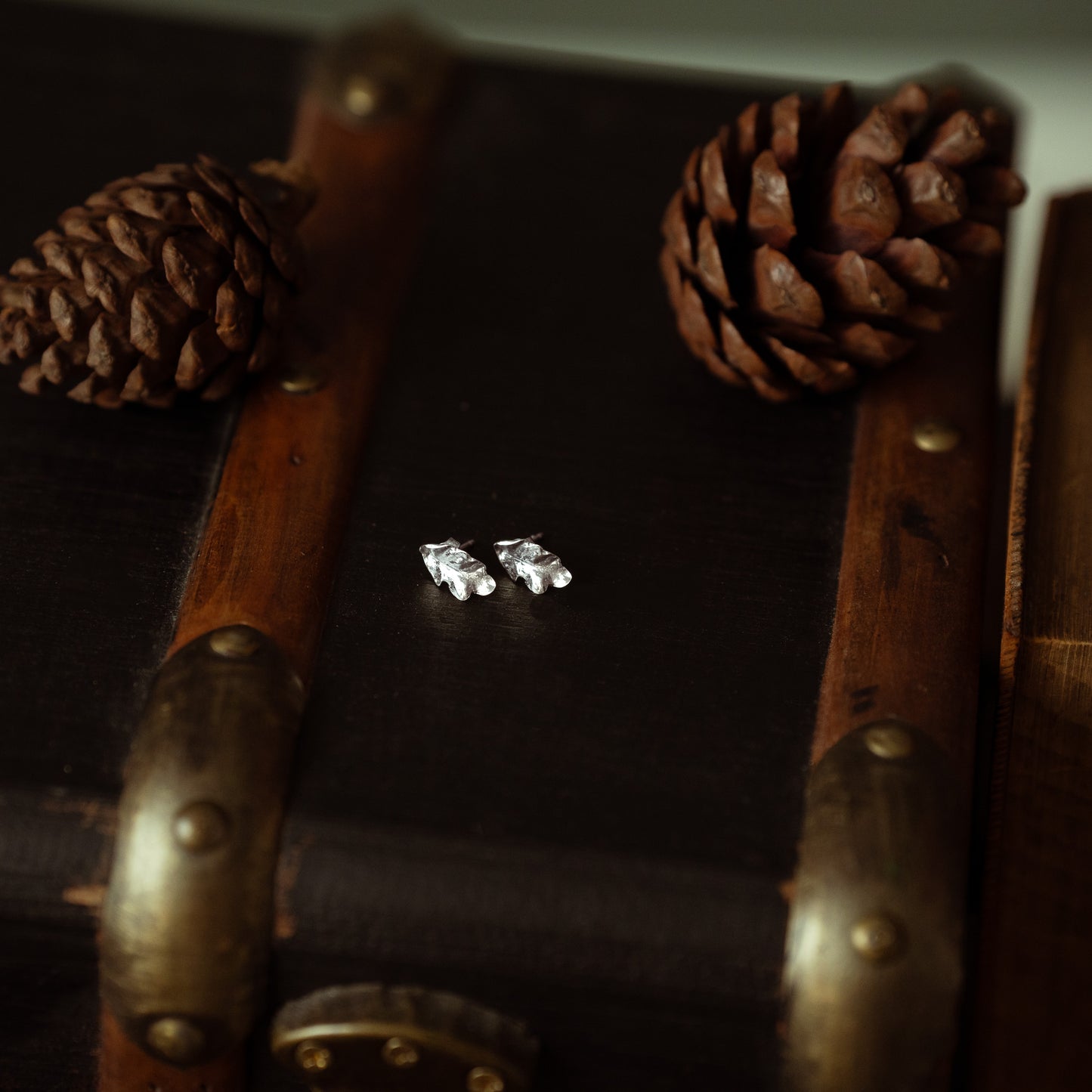 Silver Oak Leaf Stud Earrings