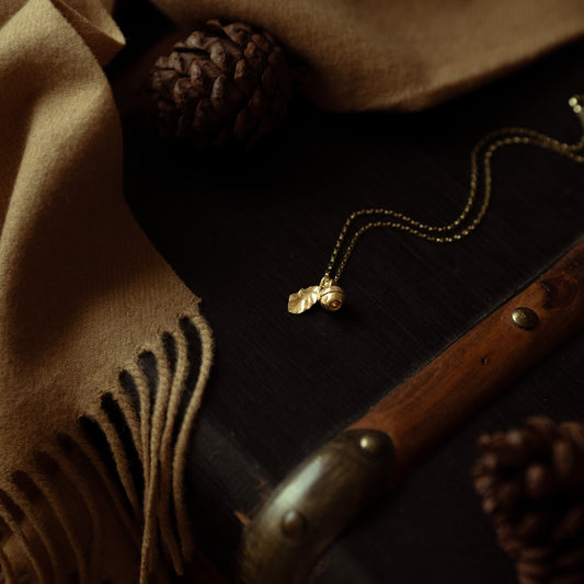 Gold Acorn and Oak Leaf Charm Necklace