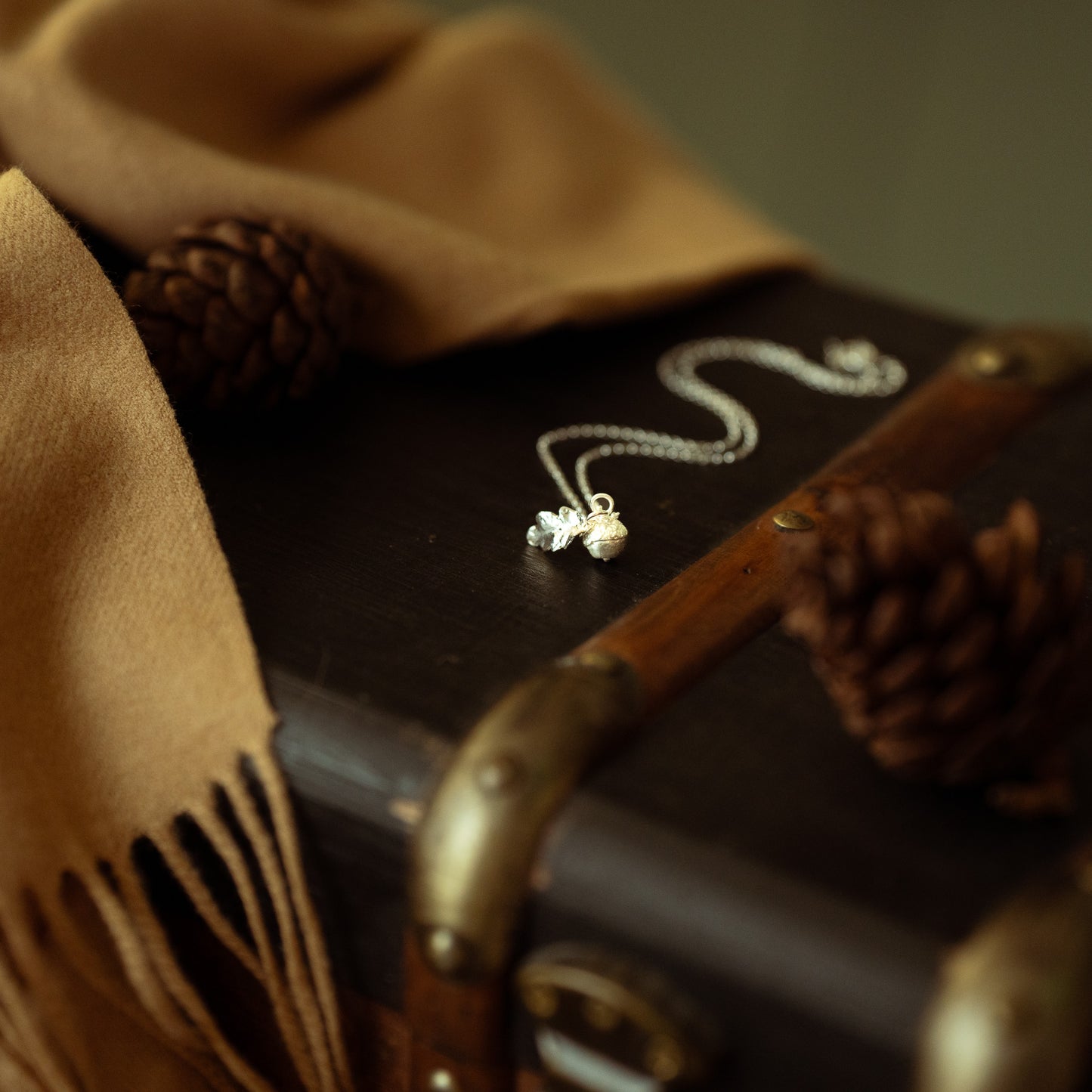 Small Sterling Silver Acorn and Oak Leaf Charm Necklace