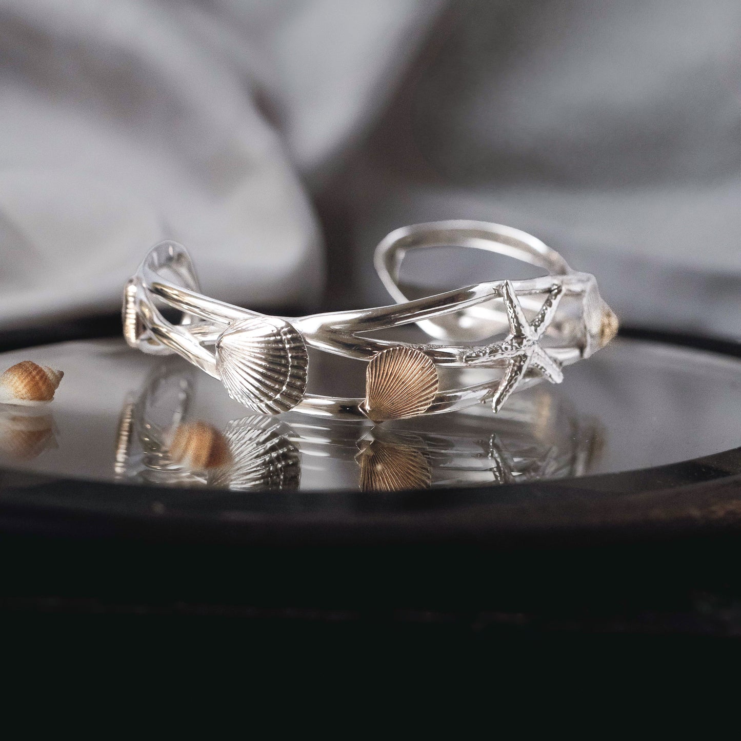 Shell Seeker Gold and Sterling Silver Shell Cuff Bangle No. 6