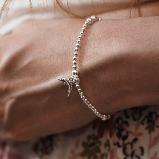 Silver Dolphin Charm Stretch Bracelet