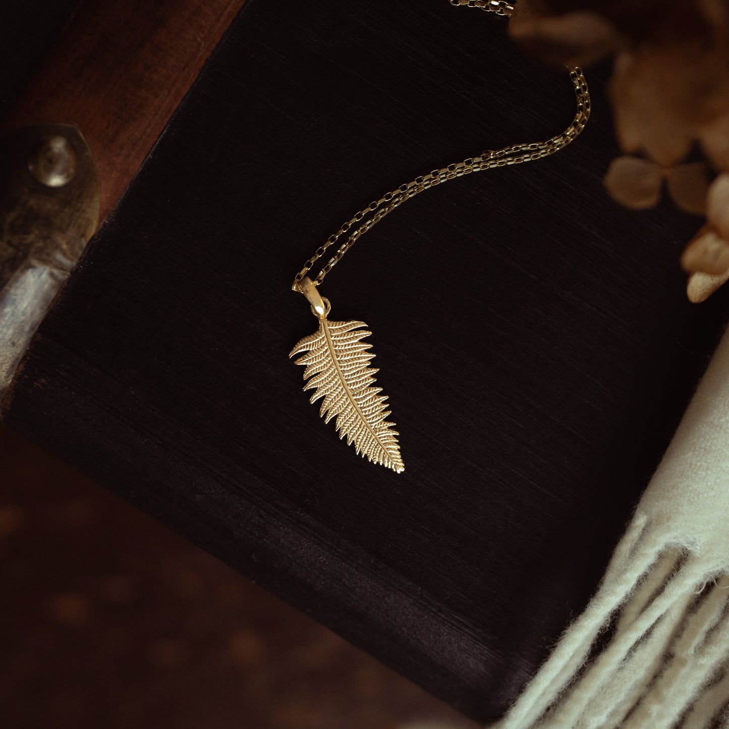 Large Gold Fern Necklace