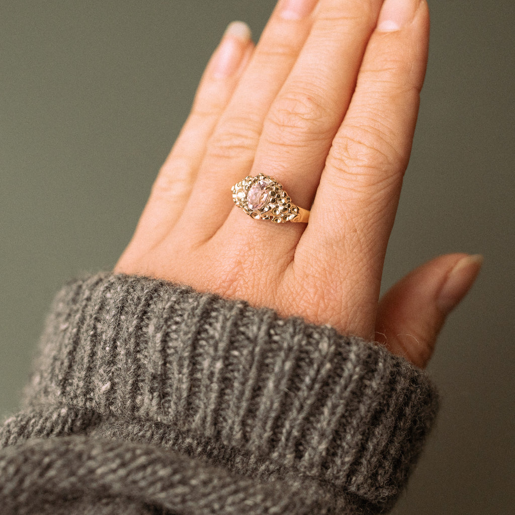 Yellow and White Gold Barnacle Ring with Morganite