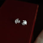 Hawthorn Leaf Silver Stud Earrings