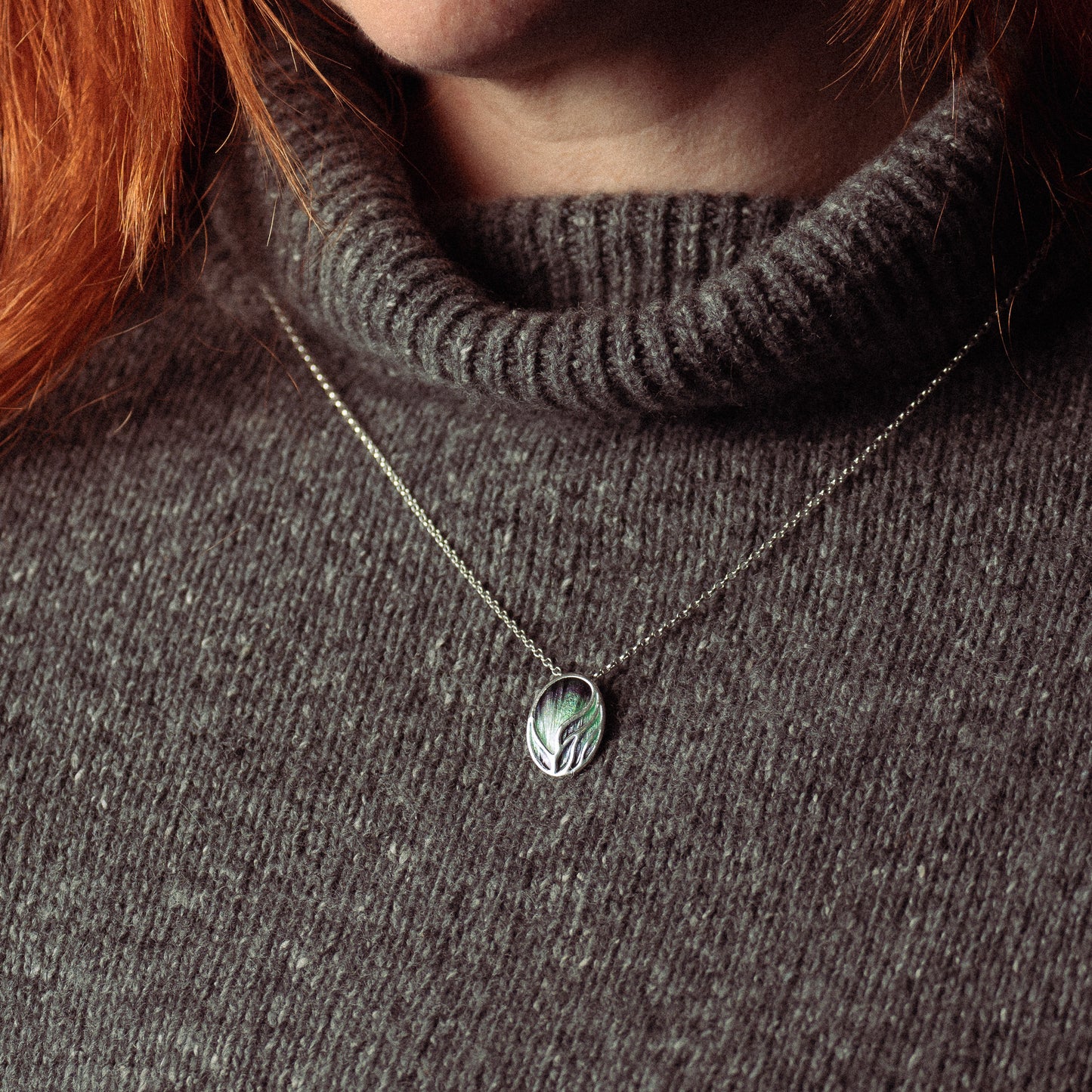 Aurora Small Silver Enamelled Pendant Necklace