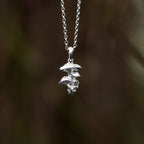 Toadstool Cluster Silver Pendant Necklace
