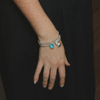 Cowrie Shell Charm Sterling Silver Stretch Bracelet
