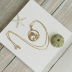 Gold Tideline Shell and Gemstone Pendant