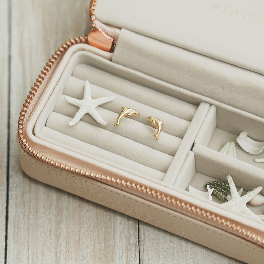 Gold Dolphin Stud Earrings