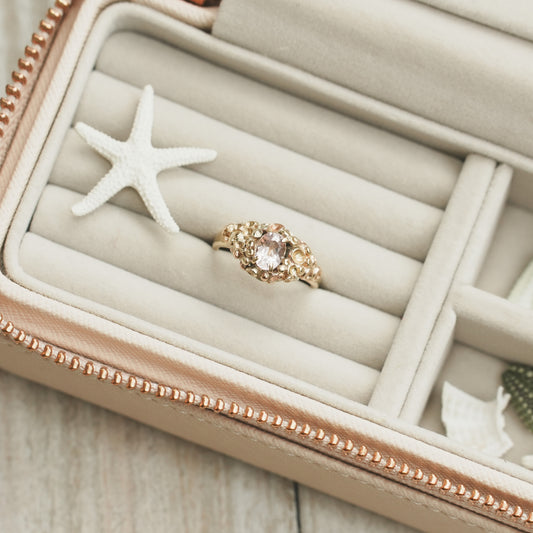 Yellow and White Gold Barnacle Ring with Morganite