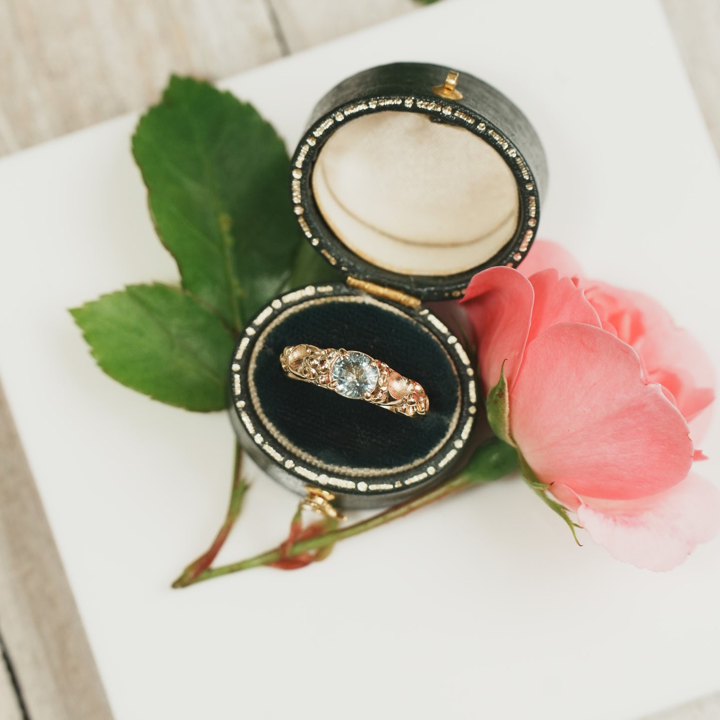Barnacle Gold Ring with stunning Green Sapphire